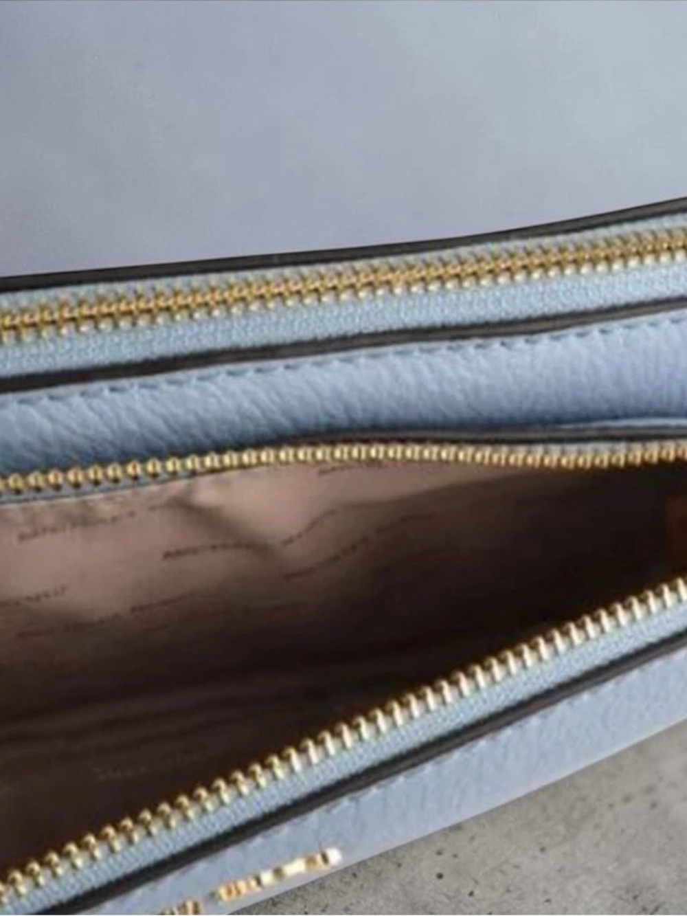 Michael Kors Light Blue Pebbled Leather Wristlet Clutch - Picture 6 of 12